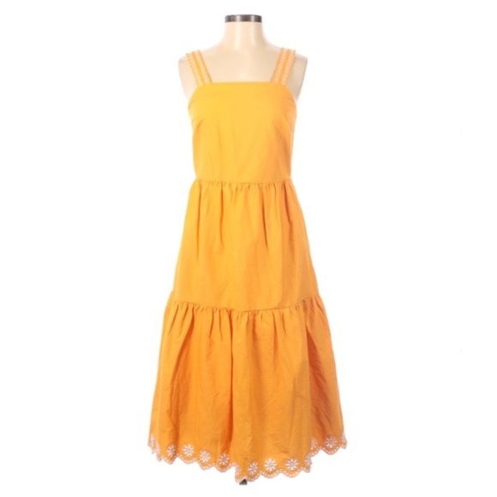 Marigold Maxi Dress w/ Floral Trim